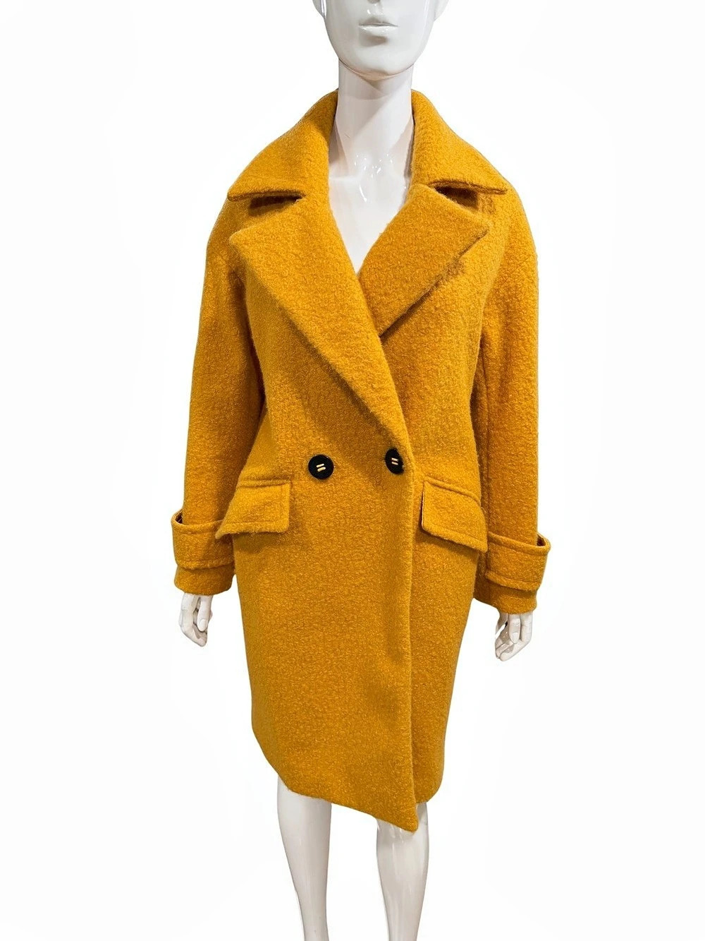 BCBGMAXAZRIA Double-Breasted Pea Coat in Yellow Size Small